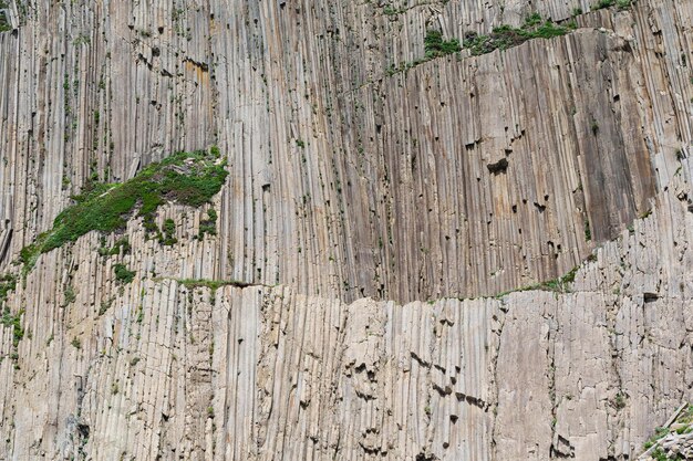 Natural background rock surface formed by vertical basalt columns