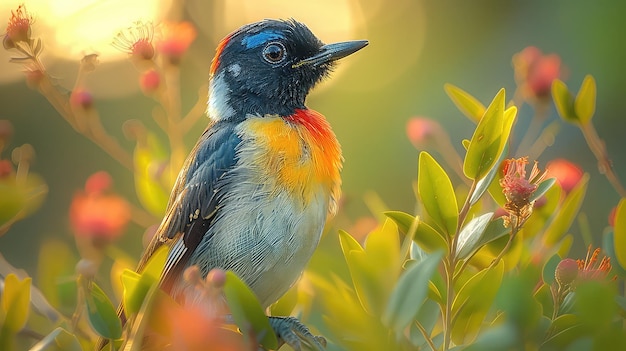 Natural background and a small blue bird