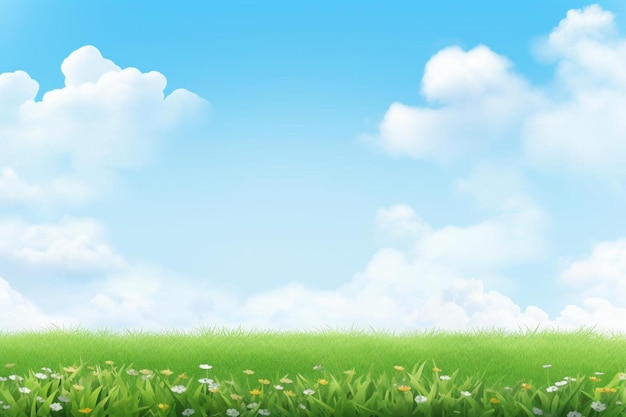 Natural background with blurred grass and sky