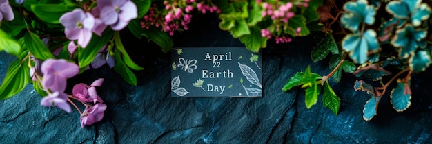 Natural background with the inscription April 22 Earth Day View from aboveGenerative AI