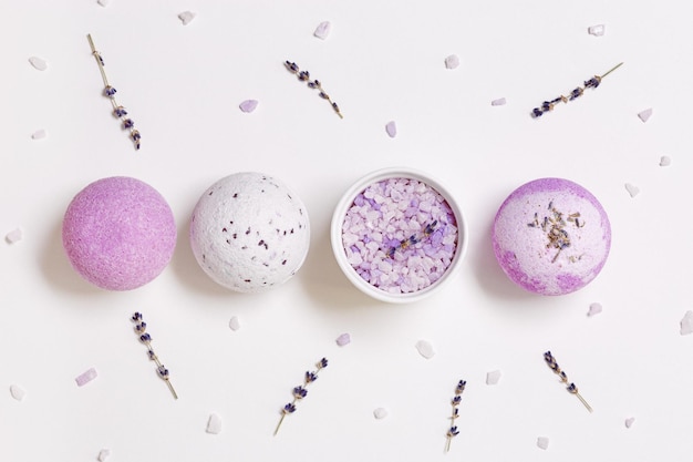 Natural bath bombs with lavender essential oil spa products with dry herbal ingredient