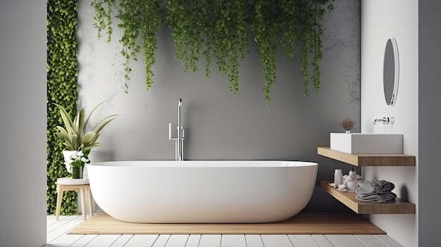 Natural bathroom design Illustration AI GenerativexA