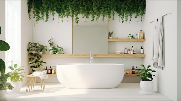 Natural bathroom design Illustration AI GenerativexA