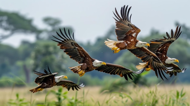 Natural Beauty A Collection of Eagles Soaring in the Savanna