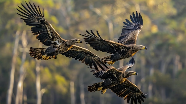 Natural Beauty A Collection of Eagles Soaring in the Savanna