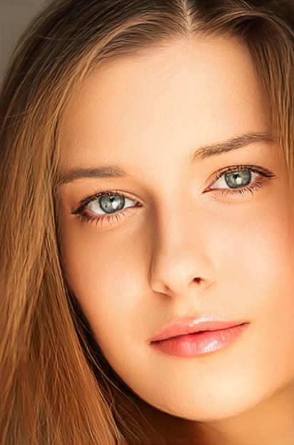 Natural beauty and no makeup look beautiful young woman as skin care cosmetics and feminine brand concept face portrait