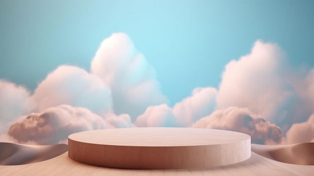 Natural beauty podium backdrop for product display with dreamy sky background