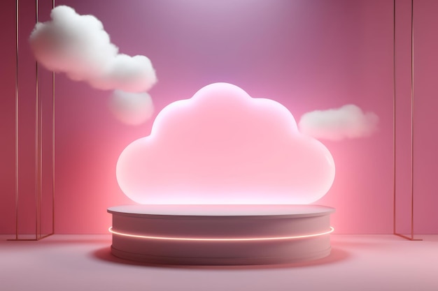 Natural beauty podium with dreamy cloud Generative AI