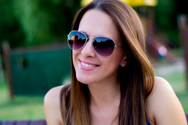 Natural beauty portrait of young brunette woman