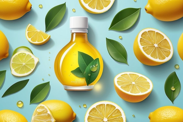 Natural Beauty Skincare Oil Vitamin C Sliced Lemon Concept