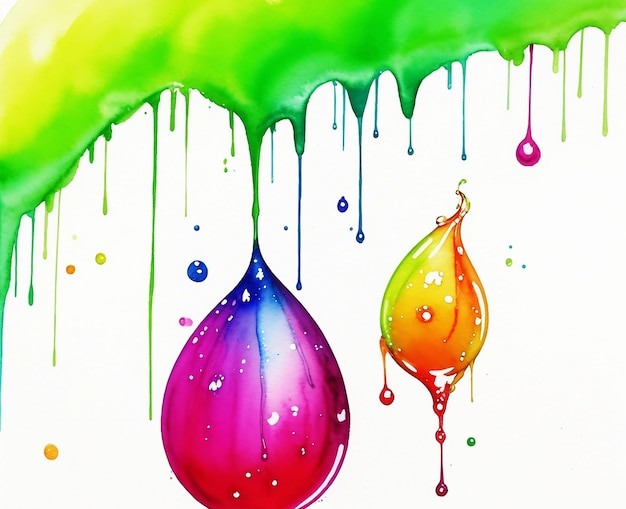 Photo natural colorful multicolor water drop watercolor painting on paper hd wallpaper image