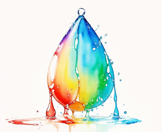 Photo natural colorful multicolor water drop watercolor painting on paper hd wallpaper image