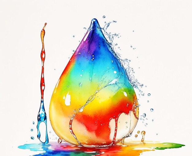 Photo natural colorful multicolor water drop watercolor painting on paper hd wallpaper image