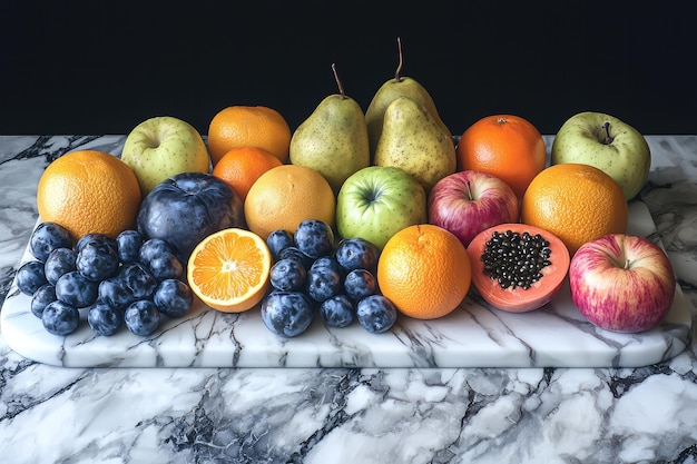 Photo natural composition of assorted fresh fruits