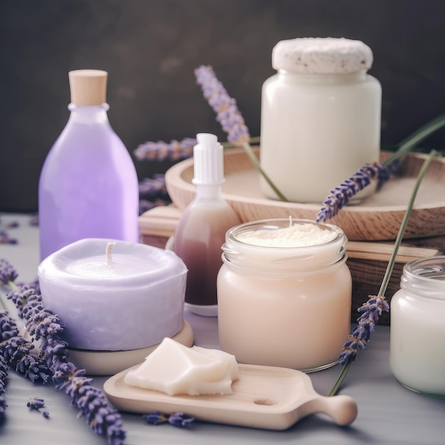 Natural cosmetics product with lavender generative ai