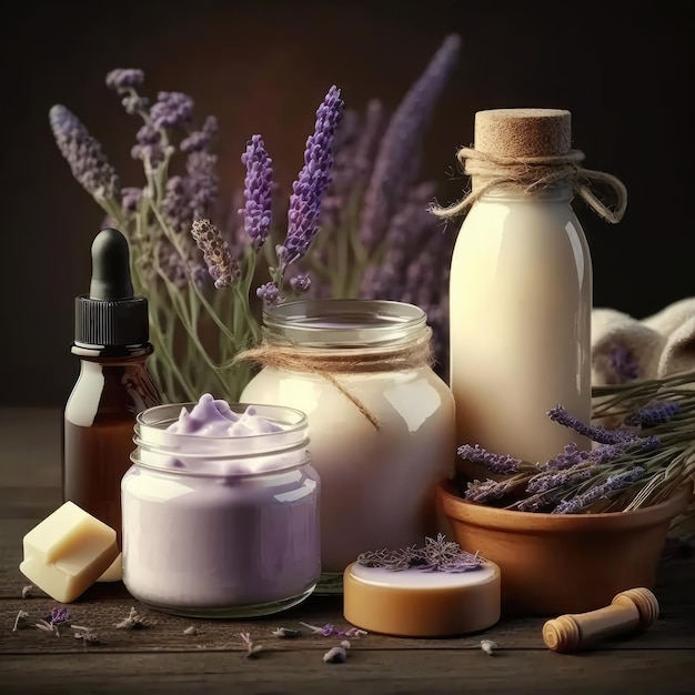 Natural cosmetics product with lavender generative ai