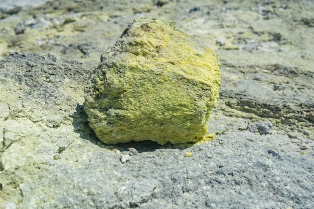 Natural crystalline sulfur nugget on a volcanic solfataric field