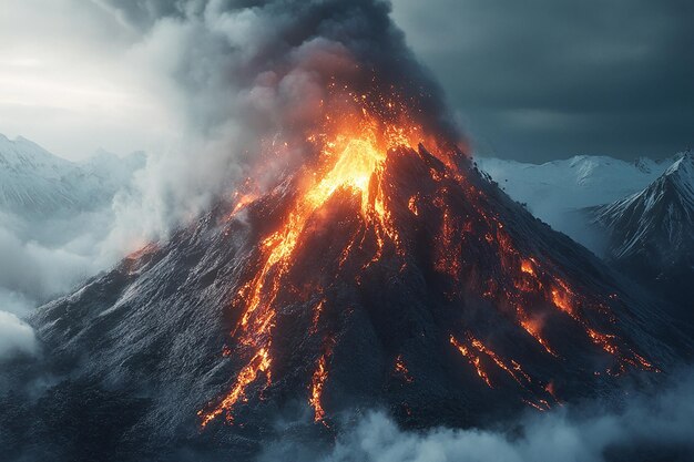 Photo natural disaster volcanic eruption