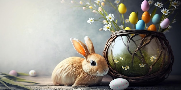 Natural easter background with eggs