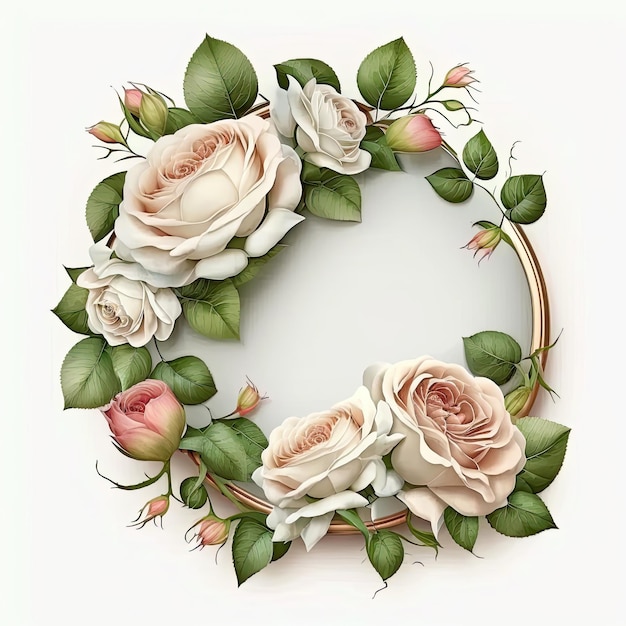 Natural Floral Empty Frame Illustration AI Generative