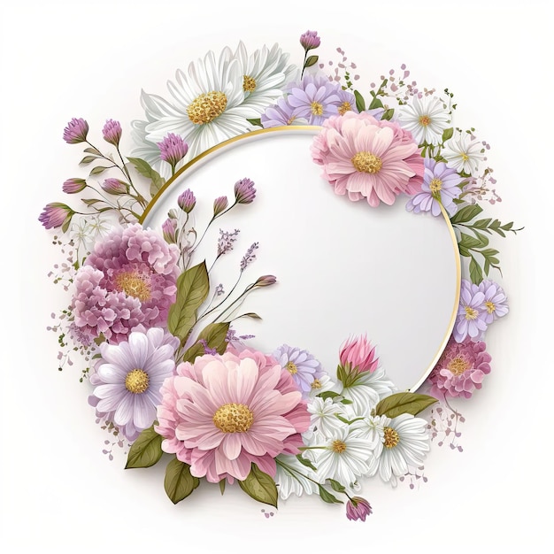 Natural Floral Empty Frame Illustration AI Generative