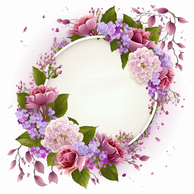 Natural Floral Empty Frame Illustration AI Generative