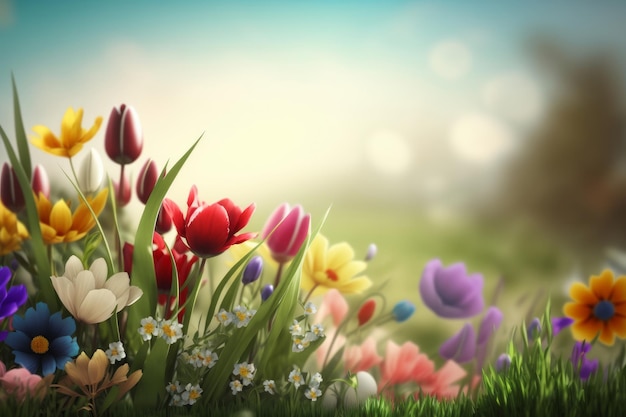 Natural flower background with copy space Illustration AI Generative