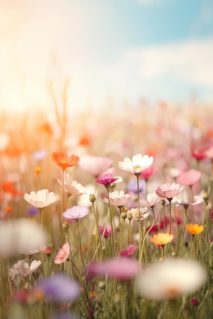 Natural flower background with copy space Illustration AI Generative