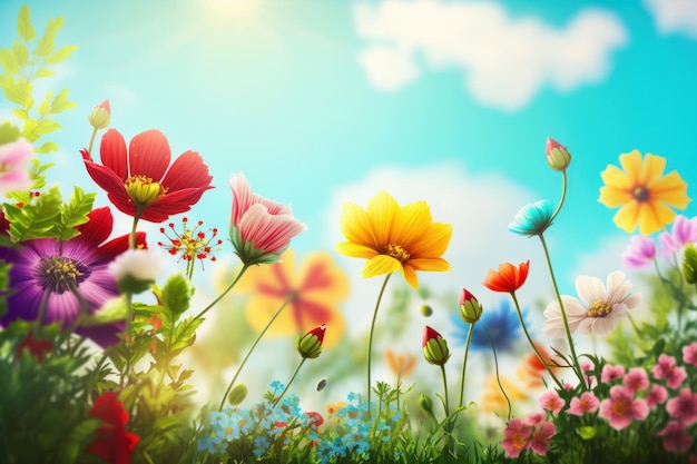 Natural flower background with copy space Illustration AI Generative