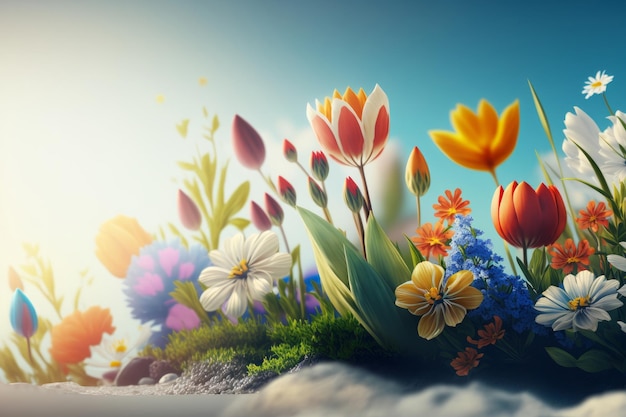 Natural flower background with copy space Illustration AI Generative