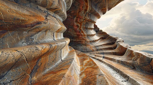 Photo a natural formation resembling a spiral staircase made of layered rock