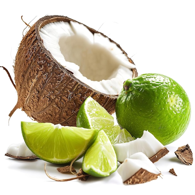 Natural and Fresh Coconut and lime frizz isolated on white background