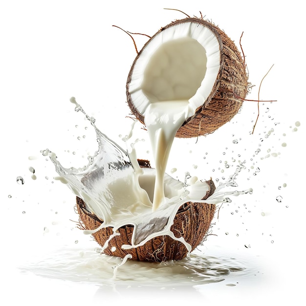 Natural and Fresh Coconut milk detangling isolated on white background