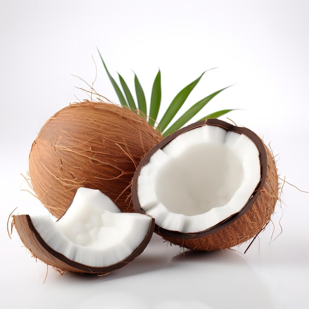 Natural and Fresh Coconut While isolated on white background