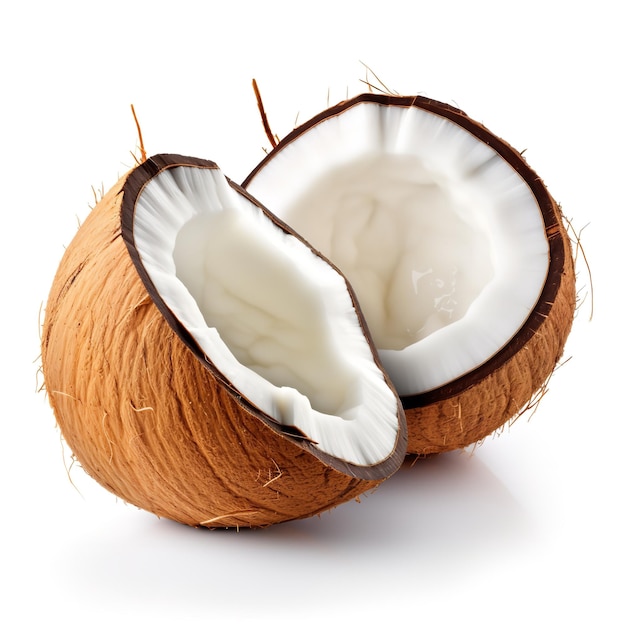 Natural and Fresh Coconut While isolated on white background