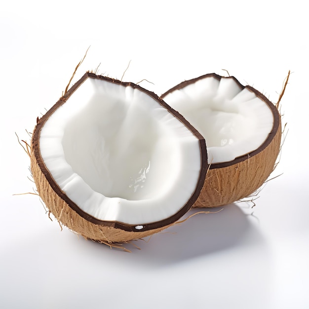 Natural and Fresh Coconut While isolated on white background