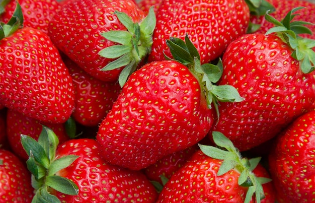 Natural fresh fruit background Summer organic desert Red tasty strawberries