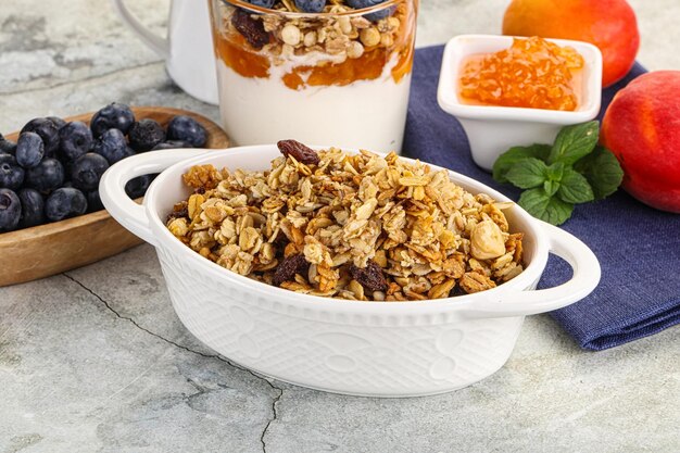 Natural Granola museli cereal for breakfast