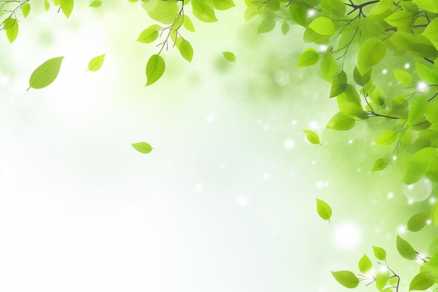 Natural green leaves with blur bokeh spring or summer background