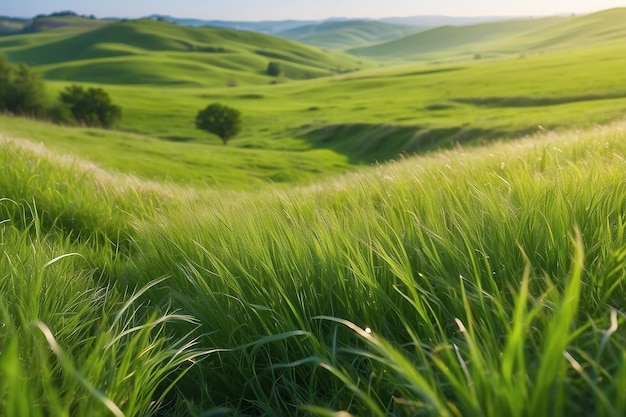 Photo natural green meadow landscape grassland outdoors