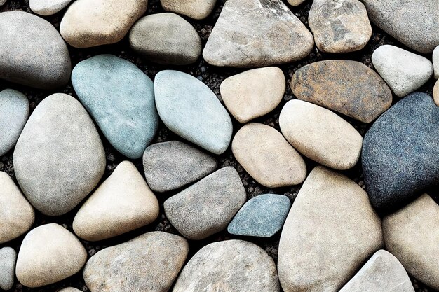 Natural grey pebble stones decorative background