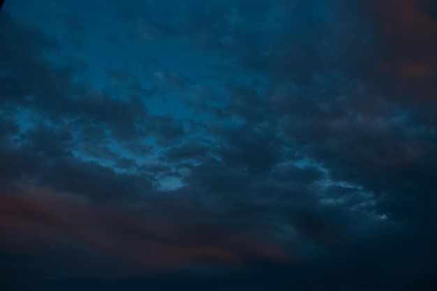 Natural landscape of dark cloudy sky at sunset