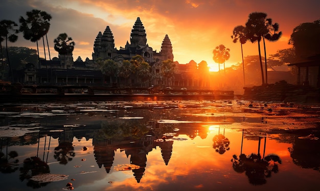 Natural landscape sunrise at Ankor wat temple Selective soft focus