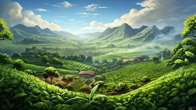 Natural Landscape of Tea farms