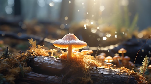 Natural Light Mushroom Illuminating a Light Background