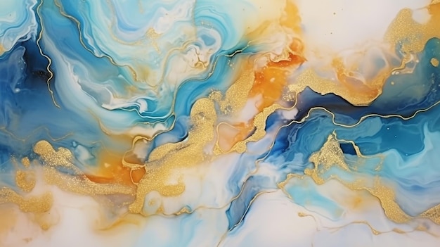 Natural luxury abstract fluid art painting in alcohol ink Generative AI