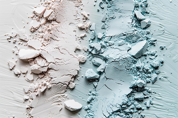 Natural makeup powder in clay and light blue color