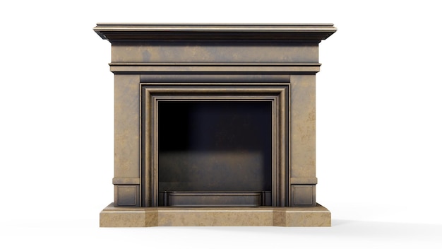 Natural marble fireplace 3d render