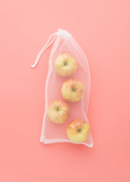 Natural Organic Apples in Eco String Bag Top View