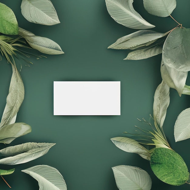 Natural organic cosmetic packaging plastic mockup with green leaves